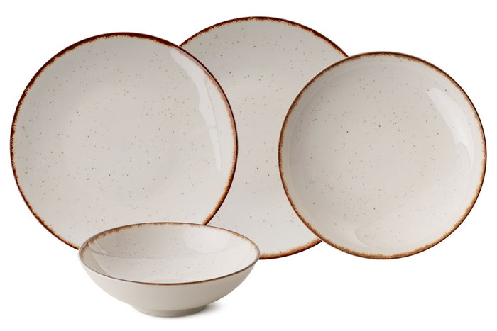 Hermia GBSATN24KY458KH Vajilla de Porcelana 24 Piezas Blanco y Marrón